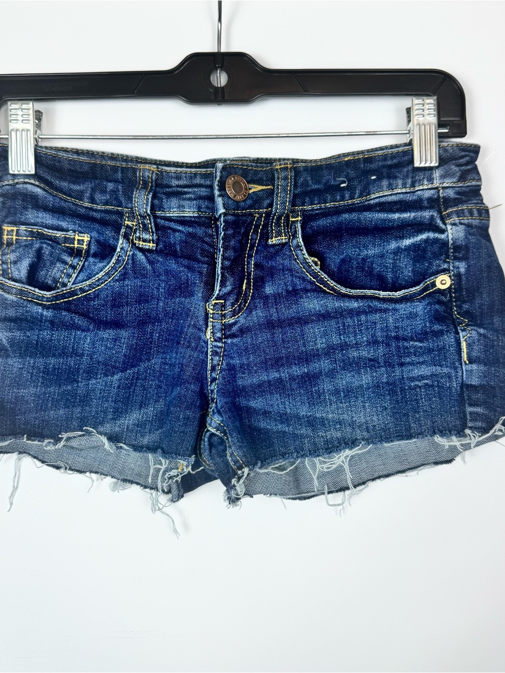 Mossimo Supply Co. Distressed Dark Blue Denim Cutoff Shorts